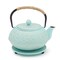 3 Piece Set Light Blue Japanese Cast Iron Teapot, Loose Leaf Tetsubin with Handle, Stainless Steel Infuser, and Trivet (27 oz, 800 ml)